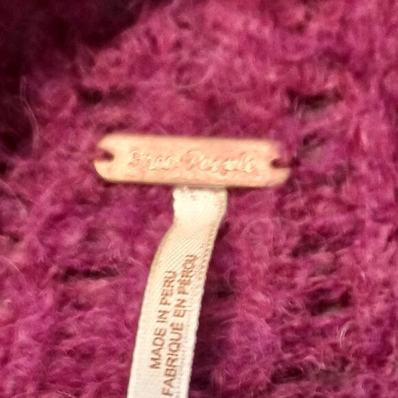 Free People, Burgundy Oversized Alpaca (89%) Nylon (11%) Sweater, Size MED, Soft - Picture 13 of 13